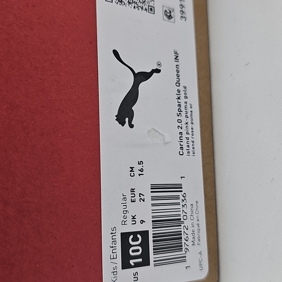 Puma Carina 2.0 Sparkle Queen Pink Puma Girls. Size 10C Kids/Enfants    (409) - Picture 12 of 13